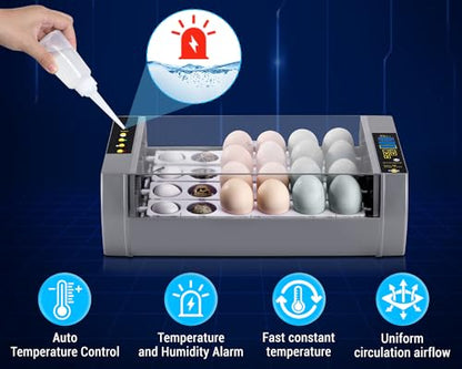 Gpeng Egg Incubator, 24 Eggs Incubator with Digital Display, Auto Egg-Turning, Auto Temperature Control, for Hatching Chicken Goose Pigeon Quail Duck - size: 24-Eggs