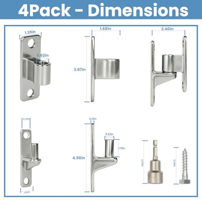 304 Stainless Steel Gate Hinges 4Pack Wall Mount Gate Hinges for Farm Gates Heavy Duty Door Fence Hinges for Wooden Fence, Gate, Concrete, Capacity Up to 600lbs (16Pcs Screws & Nut Driver Included)
