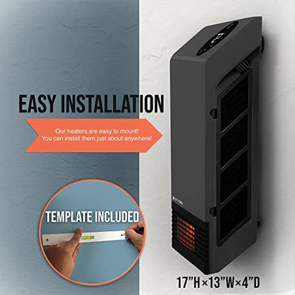 Heat Storm Wall Gray HS-1000-WX Deluxe Indoor Infrared Space Saving-1000 Watts-Remote Control-Home & Office Heater-Safe to Touch Grill, 13x4x17 - color: Gray