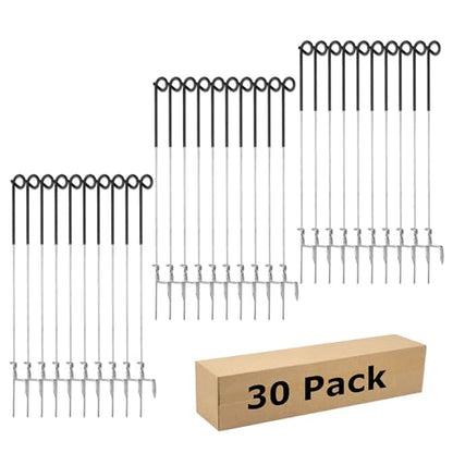 Fence Shock 30 Pack 41 Inches Systems Pig Tail Step-in Fence Post, Portable Stainless Steel Single Rope Poles/Stakes for Electric Fence, Garden, Farm, Flower Beds, Walkways, Fountains - Black - color: Black