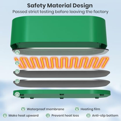 IPOW Extra Large Heated Water Bowl with 5 Layers Design for Heating & Heat Preservation Provides Drinkable Water & Food in Winter Heated Pet Bowl for Cat Rabbit Chicken Duck Squirrel, 194 fl oz - color: Green