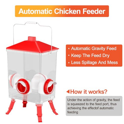 ZenxyHoC Chicken Feeder and Waterer Set with Anti-Roost Cone, 3 Height Adjustable Locking Legs for Backyard Flock