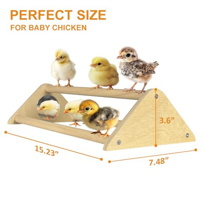 Chicken Toys with Mirror, Roosting Bars for Chicks in Coop and Brooder, Wooden Chicken Perch, Coop Accessories for Large Bird, Baby Chicks, Parrot, 2 Pack