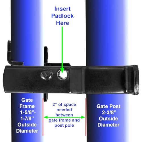 Black 2-1/2" Fulcrum Latch Single Gate. Fits 1-5/8" or 1-7/8" Gate Frame. Latches to 2-1/2" Post. Powder Coated for Corrosion Protection. - size: BLACK 2-1/2"