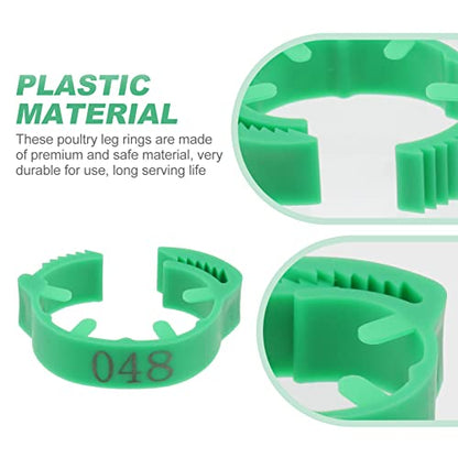 100 Pack Poultry Leg Bands - Durable Numbered Chicken and Duck Identification Rings for Easy Breed Management(Green,3 Packs) - color: Green, size: 3 packs