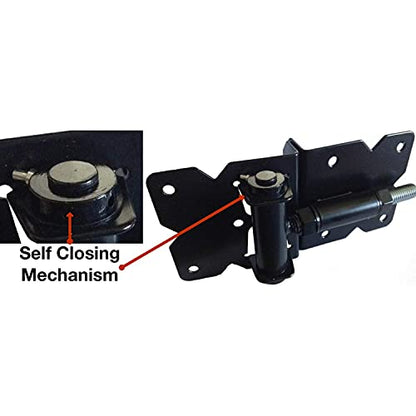 Self Closing Vinyl Fence Gate Single Gate Hardware Kit Black(for Vinyl, PVC etc Fence) Fence Gate Kit Includes Gate Hinges & Gate Latch w/Screws -Single Fence Gate Kit has 2 Hinges & 1 Latch - size: Self Close Black Kit
