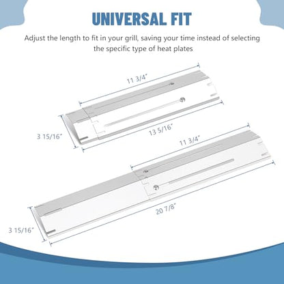 Universal Stainless Steel Adjustable Grill Heat Plates Heat Tents Heat Shields Grill Burner Cover,Compatible with Charbroil, Nexgrill, Brinkmann, Dyna Glo etc.,Extends from 11.75" up to 21" L, 4 Pack - size: 4-Pack