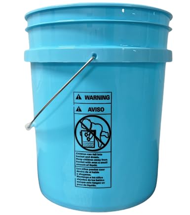 House Naturals 5 Gallon Food Grade Bucket Pail with Airtight Screw on Lid (Pack of 3) BPA Free Made in USA- 3 Colors (Aqua, Blue, Gray, Black lids)