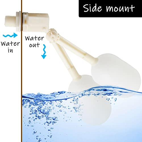 Uenede 2PCS Float Ball Valve DN20 3/4" Male Thread PE Floating Ball ABS Valve Automatic Switch for Pool, Livestock Water Trough, Aquariums, Aquaculture, Hydroponics and Reservoir Water Level Control