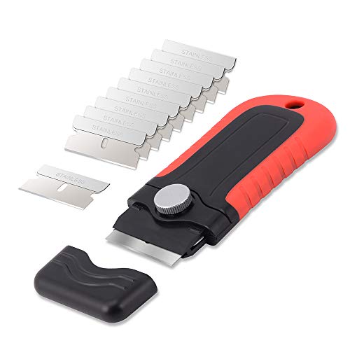 Gomake Floor Scraper Heavy Duty 6" Wide Razor Blade Scraper Tool with Adjustable 17‘’-59" （1.4ft- 4.9ft） Long Handle