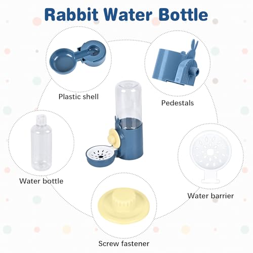 kathson Rabbit Water Dispenser for Cage 17 Oz Hanging Guinea Pig Water Bottle No Drip Gravity Automatic Bunny Water Bottle No Leak Small Animal Water Bottle for Chinchilla Ferret Hamster (Dark Blue) - color: Dark Blue
