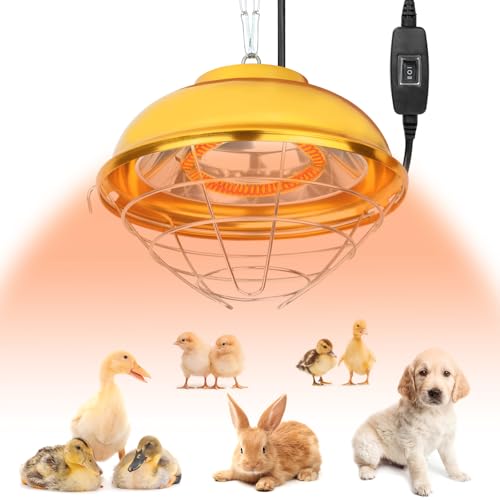 300W Chicken Coop Heater Lamp, Waterproof Heat Lamp for Chickens with 2-Stage, Brooder Heater for Chicks with Chain for Indoor & Outdoor Use Heating Lamps for Chick Duck Rabbit Dog - size: 300w
