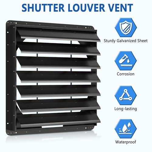 30 Inch Galvanized Sheet Spraying Automatic Exhaust Shutter Louver Vent (No Fan Blades and Motor) for Home Attics, Workshops, Barn, Greenhouse - size: 30 Inch