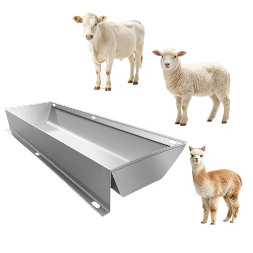 4 5 6 ft Long Heavy Duty Pig Feeder for Cattle/Goat/Alpaca, Rustproof Large Capacity Metal Water Trough, Customizable Goat Feeder(L100cm/3.3ft) - size: L100cm/3.3ft