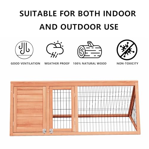Bunny Cage Outdoor, Wooden Chicken Coop, Portable Chicken Run, Triangle Quail Coop with Ventilating Wire Poultry Hutch for Small Animals (Natural Wood) - color: Natural Wood