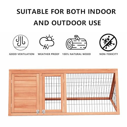 Bunny Cage Outdoor, Wooden Chicken Coop, Portable Chicken Run, Triangle Quail Coop with Ventilating Wire Poultry Hutch for Small Animals (Natural Wood) - color: Natural Wood