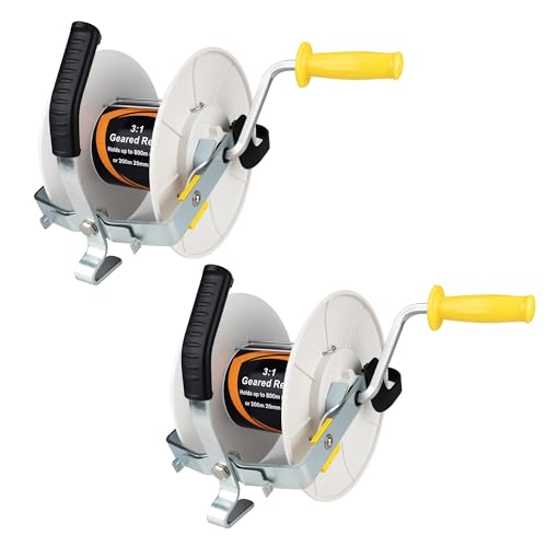 Electric Fence Reel 3:1 Geared Electric Fencing Standard Reels with Crank Geared Polywire Reel Stabilizer 2 Pack - size: 0 feet x 2 standard reel