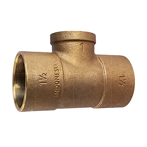 Supply Giant DDGU1121 Cast Brass Tee Fitting Pipe with Solder Cups and Female Thread Branch No Lead 1-1/2 Inch x 1-1/2 Inch x 1 Inch - size: 1-1/2" x 1-1/2" x 1"