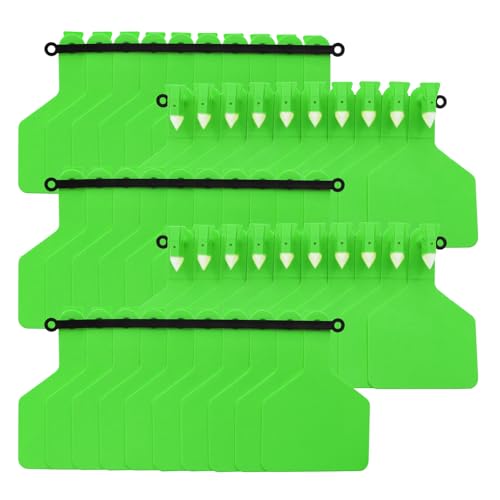 50Pcs One-Piece Cattle Ear Tags Blank Tags Large TPU Livestock Identification Personalized Ear Marking, Farm Animal Ear Tagger for Cattle Calf Cow Sheep Goat Horse (Green) - color: Green