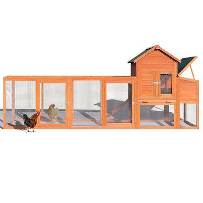 RUNVA 120" Large Chicken Coop with Nest Box and Removable Tray, Hen House for 2-6 Chickens, Outdoor Weatherproof Small Animal Cages