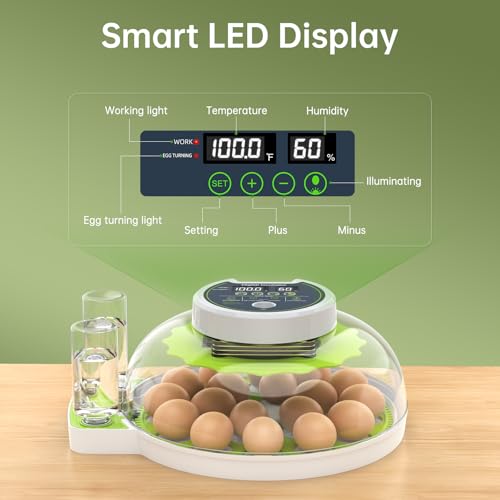 8 Egg Incubator with Automatic Egg Turning, Temperature & Humidity Control, Egg Candler, Mini Digital Incubator for Hatching Chicken Duck Quail Goose Bird – Home & Classroom Use - size: 8 Egg