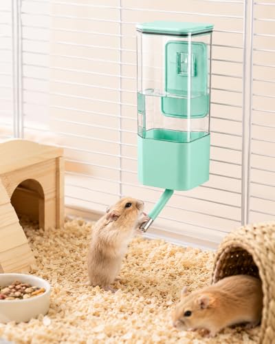 47OZ No-Drip Small Animal Water Bottle, Large Capacity Leakproof Hanging Pet Water Dispenser for Cage Crate, Water Feeder for Guinea Pig, Hamster, Rabbit, Ferret, Chinchilla (Green) - color: Green