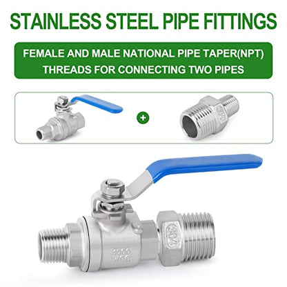 TAISHER 5PCS Cast 304 Stainless Steel Hex Nipple, Reducer Pipe Fitting 1/2-Inch Male Pipe x 3/8-Inch Male Pipe - size: 1/2" NPT x 3/8" NPT