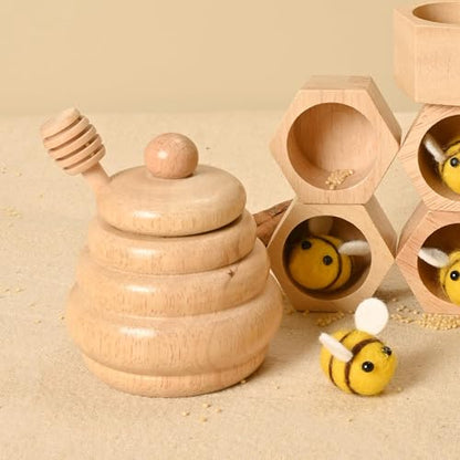 2pcs Wooden Beehive Toys with lid and Honey Stick, Sorting Stacking Toys for Toddlers Montessori Wooden Toy for Toddlers, Sensory Bin Toys for 3 4 5 Years Old - style: Honey Pot