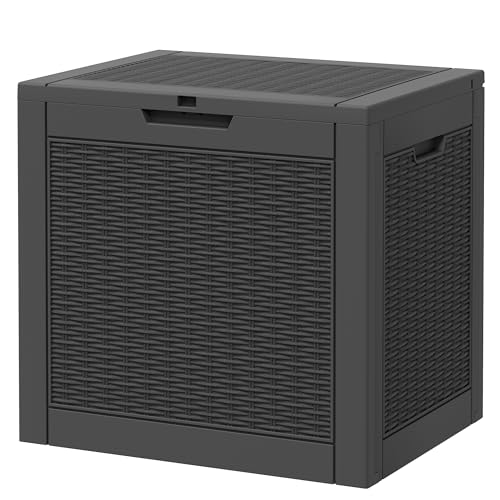 Oudoor Storage Deck Boxes Waterproof, Waterproof and UV Resistant Outdoor Storage Box Lockable Lid for Delivery Box, Indoor, Garden Tools, Pool Supplies, Patio (Black, 35 Gallon) - color: Rattan Black, size: 35 Gallon