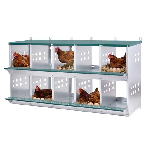 Yafylly 10-Bay Metal Nesting Box for Chickens & Ducks, Wall Mounted Galvanized Steel Coop with Ventilation and Easy Egg Collection