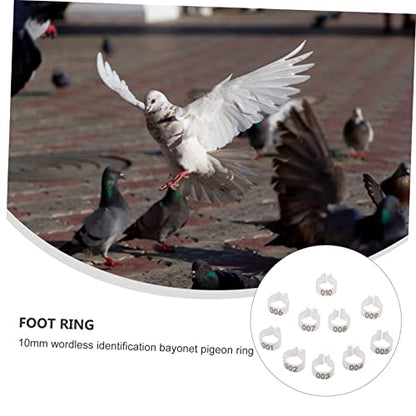 Mipcase 100pcs Easy Clip Pigeon Foot Marker Dove Leg Bands Numbered Sturdy Poultry Rings Bird Identification Bird Supplies - color: White