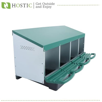 HOSTIC 4 Hole Chicken Nesting Box for Laying Egg Coop Compartment Galvanized Stainless Steel and Plastic Nest