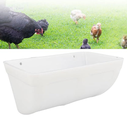 Pssopp Plastic Hanging Chicken Feeder, Large Capacity Design Thickened Plastic Waste Prevention Hanging Poultry Feeder Trough for Livestock (White) - color: White