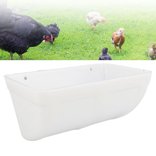 Hanging Poultry Feeder, Large Capacity Space Saving Plastic Hanging Chicken Feeder Trough for Farm Use (White) - color: White
