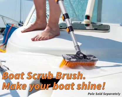 Medium Bristle Deck Scrub Brush - Composite Deck Brush Head & Vinyl Siding Brush // Boat Scrub Brush, Roof Brush for Extension Pole // Exterior, Patio & Deck Cleaning Brush (Pole Sold Separately)