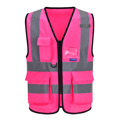 A-SAFETY XSmall Pink High Visibility Vest,Reflective Safety Vest Workwear 7 Pockets Hi Vis Durable Vest,X-Small - color: Pink, size: X-Small