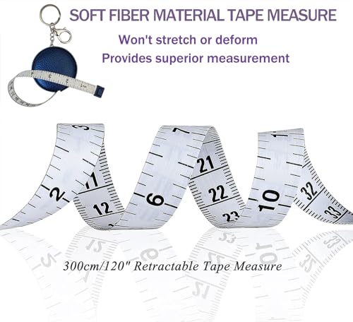 Tape Measure for Body Measuring Tape Double Scale Body Sewing Flexible Ruler for Medical Body Measurement Tailor Craft Ruler, Retractable Key Chain Mini Tape Measure 120 Inches/300cm (Royal Blue) - color: Royal blue