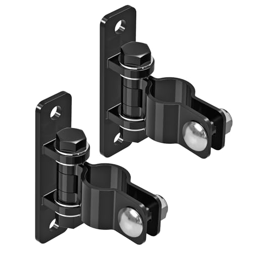 Insaga Gate Hinges Heavy Duty Carbon Steel Chain Link Fence Parts Electroplated Finish, Removable Bolts for Wall Mount, Fits 1-3/8'' Outer Diameter Pipes/Posts for Farm, Fence Gate (2Pack, Black) - size: 1-3/8''