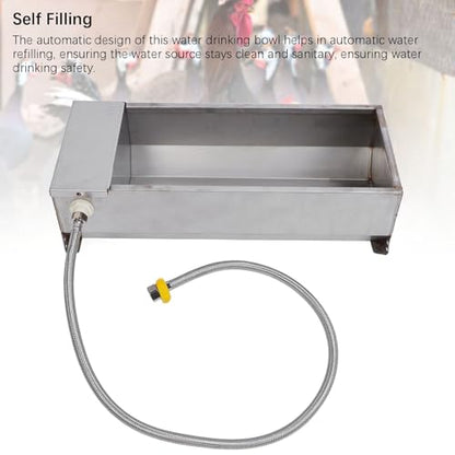 Automatic Livestock Water Trough | 5 - Gallon Large Capacity Auto - Filling Bowl | Stainless Steel Waterer for Chickens/Ducks/Cows | Rustproof Farm Watering System
