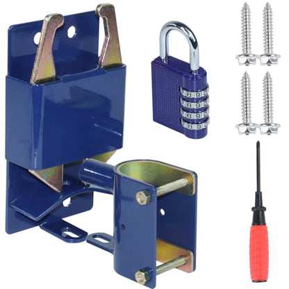 2 Way Lockable Gate Latch (Large Size Version: 4.1" L x 7.8" H) with 4-Digit Combination Lock for Metal Tube Gate with 1-5/8" to 2" O.D. Tubes, Blue - color: 1x S16100100(Large Size Version 4.1"x 7.8")
