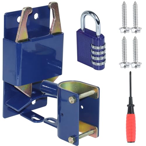 2 Way Lockable Gate Latch (Large Size Version: 4.1" L x 7.8" H) with 4-Digit Combination Lock for Metal Tube Gate with 1-5/8" to 2" O.D. Tubes, Blue - color: 1x S16100100(Large Size Version 4.1"x 7.8")