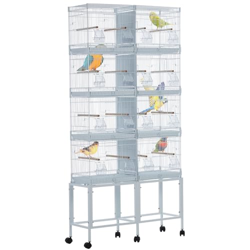 Garvee Lot-4 Breeding Bird Cage, Parrot Cage, Stackable Center Divided Breeder, Seperate Removable Tray, Removable Divider, Lockable Caster, for Birds and Finch