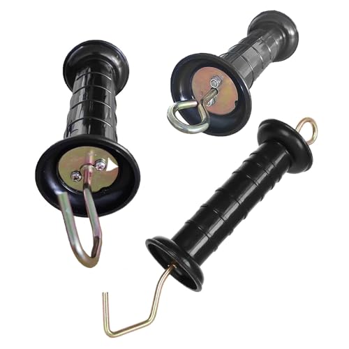 Electric Fence Gate Handle Insulated Spring Gate Handle Electric Fence Arch Hook for Fence Home (Black, 2Pcs)