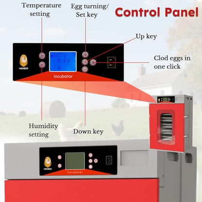 Cabinet Incubator for Hatching Eggs,400 Eggs Incubator with Automatic Egg Turning and Humidity Control,Commercial Large Cabinet Hatcher for Chicken, Duck, Quail,Birds Eggs (Red,400-Egg) - size: 400-Egg