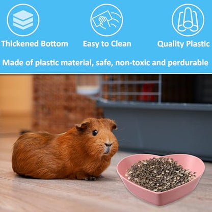 3 Pcs Guinea Pig Food Bowl Heart Hamster Food Water Bowl Plate Plastic Anti-Turning Water Dish Gerbil Drinking Bowls for Dwarf Syrian Hedgehog Gerbil Small Animals Rat Rodent, 2.9“ x0.9“