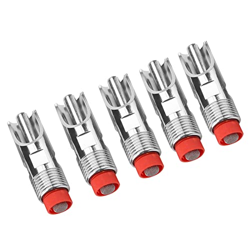 Automatic Nipple Drinker with Red for Clean Water – Stainless Steel Nipple Waterer for Livestock Pigs Cattle – 5pcs, Sturdy and Easy to Maintain