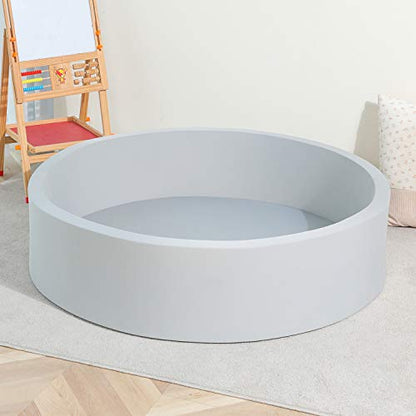 TRENDBOX Extra Large Soft Foam Ball Pit 51.2" x 11.8" (NO Balls) in Large Sponge Round Ball Pool Indoor Round Ball Pits Children Toddler Playpen - Light Gray - color: Light Grey, size: 130CM