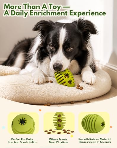 Deeow Natural Rubber Rugby Ball Dog Toy - Interactive Fetching & Chewing Puppy Toys, Slow Feeder Treat Dispenser Pet Toy, World Cup Soccer Teething Relief Puppy Toy for Aggressive Chewers