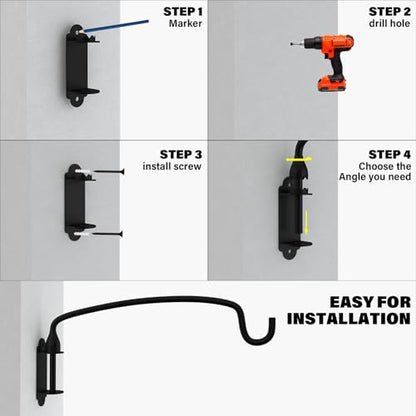 4 Pack Plant Hanger Bracket Wall Mounted Hooks for Hanging Bird Feeder, Flower Bracket, Anti Rust Metal Lanterns 12 Inches - color: Black, size: 12in 4Pack
