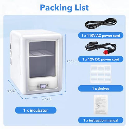 4L Lab Incubator with Clear Door, 46-148℉ Thermostatic Cabinet for Lab General Purpose, Petri Dishes, Egg Incubation, 110V
